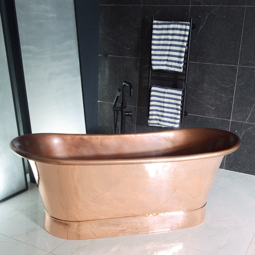 59" Copper Tub “SanSiro Cognac 59PC” Extra Thick Luxurious 2mm-14gge Copper Bathtub