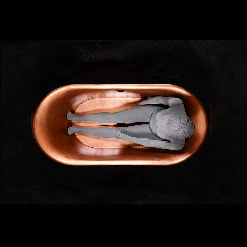 “SanSiro Cognac59PC Soaking Tub” 59" Freestanding Tub in Pure Copper with Mirror Polished Exterior