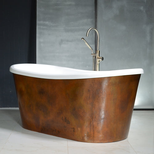 SanSiro Toulon 59DAA, 59-inch air jetted copper tub with dark aged finish