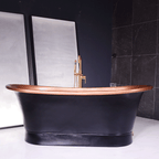 “SanSiro Cognac67BK-Air” 67" Heated Air Jetted Freestanding Tub in Pure Copper with Eggshell Black Exterior