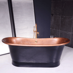 “SanSiro Cognac67BK Soaking Tub” 67" Extra Thick Luxurious 2mm-14gge Copper Bathtub