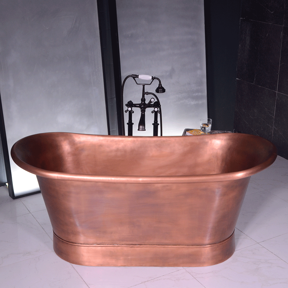 “SanSiro Cognac Air 67LAA” Extra Thick 2mm-14gge Luxurious Air Jetted Copper Bathtub