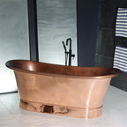 “SanSiro Cognac67PC-Air” 67" Heated Air Jetted Pure Copper Tub with Mirror Polished Exterior