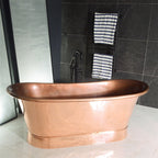“SanSiro Cognac67PC-Air” 67" Heated Air Jetted Pure Copper Tub with Mirror Polished Exterior