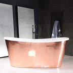 “SanSiro Toulon67PCAir” 67" x 31.5" “Warmed Air Jetted” French Bateau Tub Mirror Polished Solid Copper Exterior
