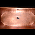 “SanSiro Cognac73VG” 73" “Warmed Air Jetted” French Bateau Pure Copper Bathtub with Aged Verdigris Exterior