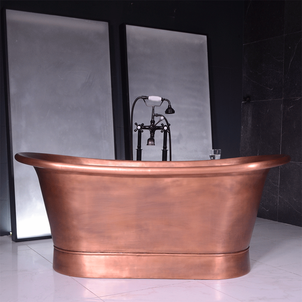“SanSiro Cognac Air 73LAA” Extra Thick 2mm-14gge Luxurious Air Jetted Copper Bathtub