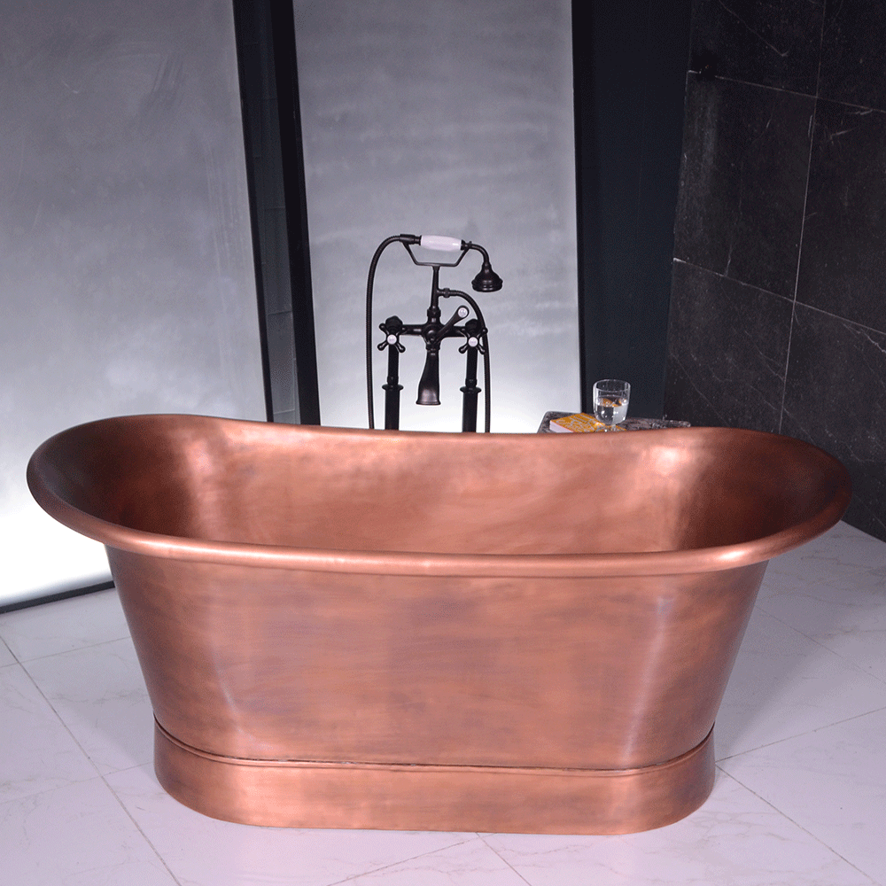 “SanSiro Cognac Air 73LAA” Extra Thick 2mm-14gge Luxurious Air Jetted Copper Bathtub