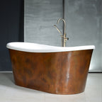 “SanSiro Toulon73AAir” 73" x 32" “Warmed Air Jetted” French Bateau Tub Dark Aged Solid Copper Exterior