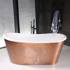 “SanSiro Toulon73HAAir” 73" x 32" “Warmed Air Jetted” French Bateau Tub Hammered Light Aged Solid Copper Exterior
