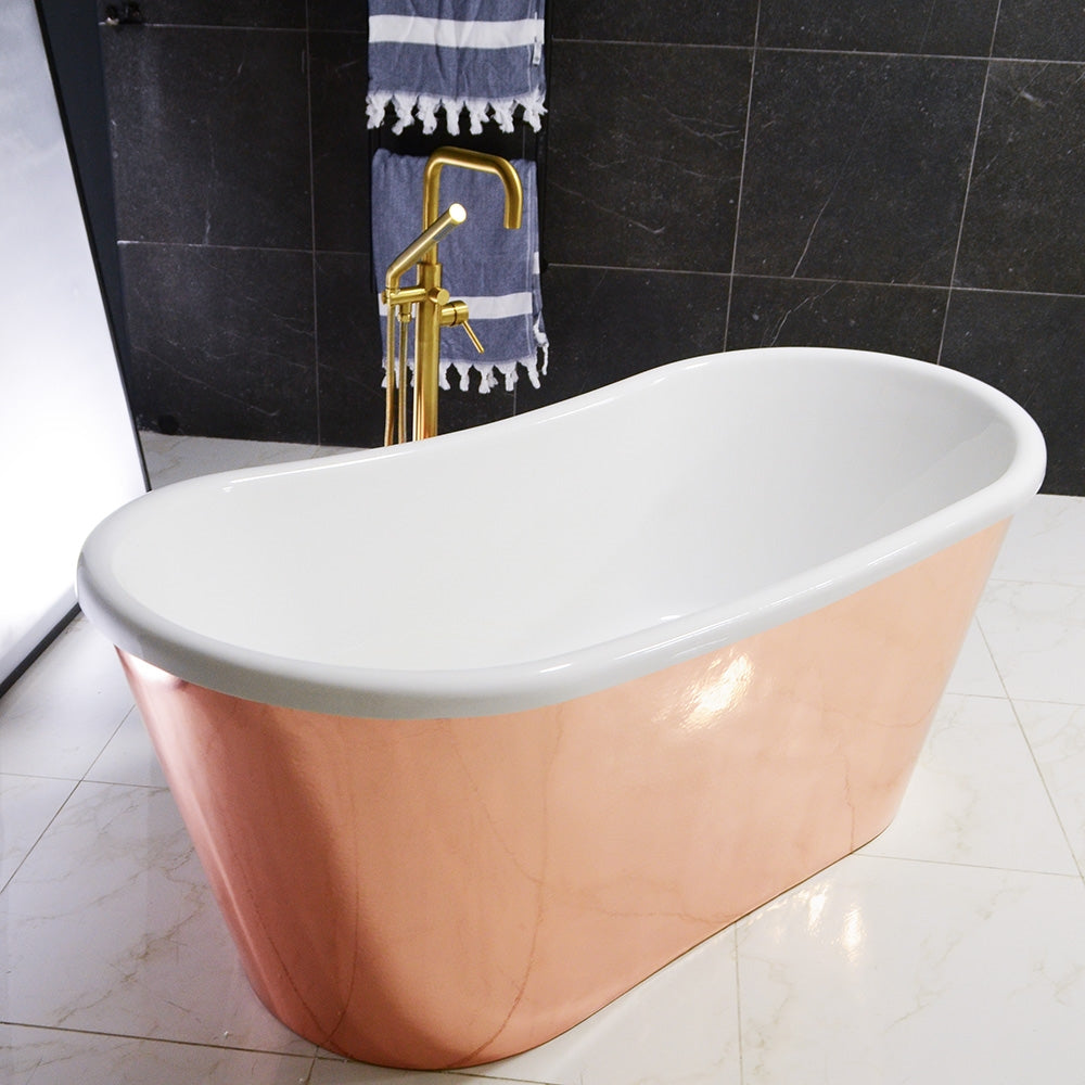 “SanSiro Toulon 73HPCA Heated Air Jets” 73" x 32" French Bateau Tub Hammered Polished Solid Copper Exterior