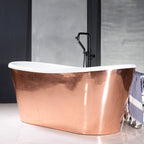 “SanSiro Toulon73PCAir” 73" x 32" “Warmed Air Jetted” French Bateau Tub Mirror Polished Solid Copper Exterior