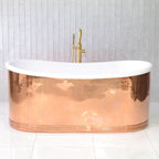 “SanSiro AquitaineA73PC” 73" “Warmed Air Jetted” Tub with a Mirror Polished Solid Copper Shell Exterior and Thick CoreAcryl Acrylic Interior