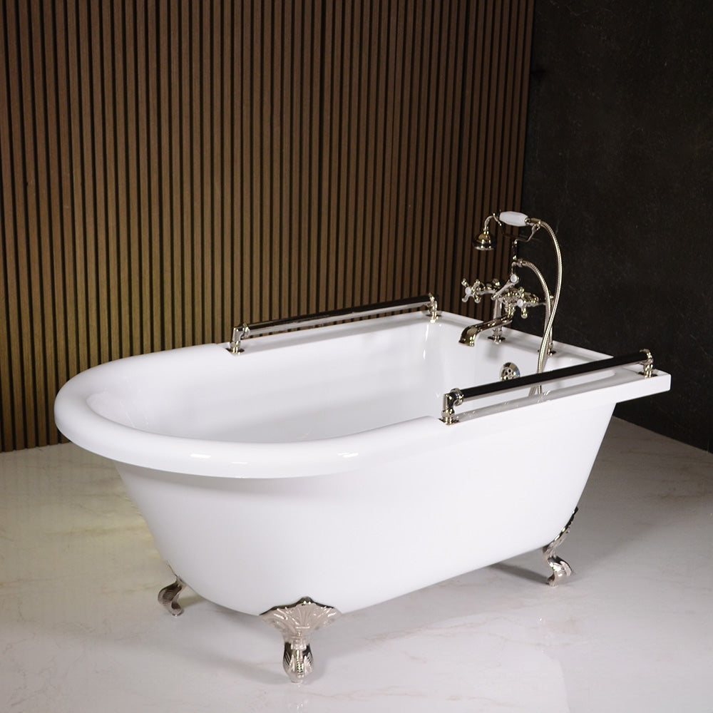 “ACFL65FPK” 65" Extra Wide Classic Clawfoot Tub and Faucet Package with Grab Bars