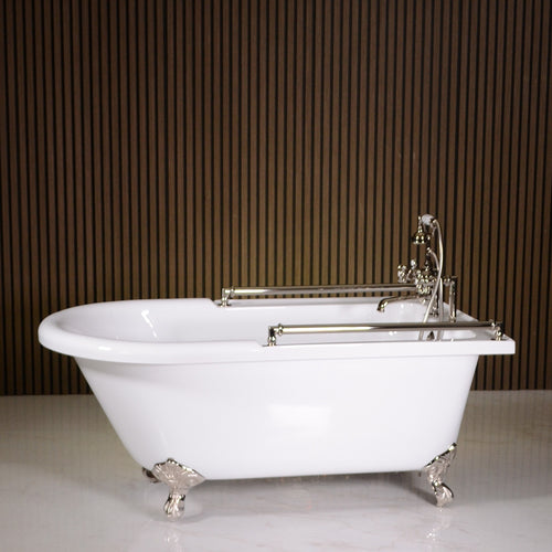 “ACFL65FPK” 65" Extra Wide Classic Clawfoot Tub and Faucet Package with Grab Bars