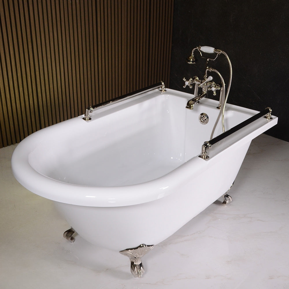 “ACFL65FPK” 65" Extra Wide Classic Clawfoot Tub and Faucet Package with Grab Bars