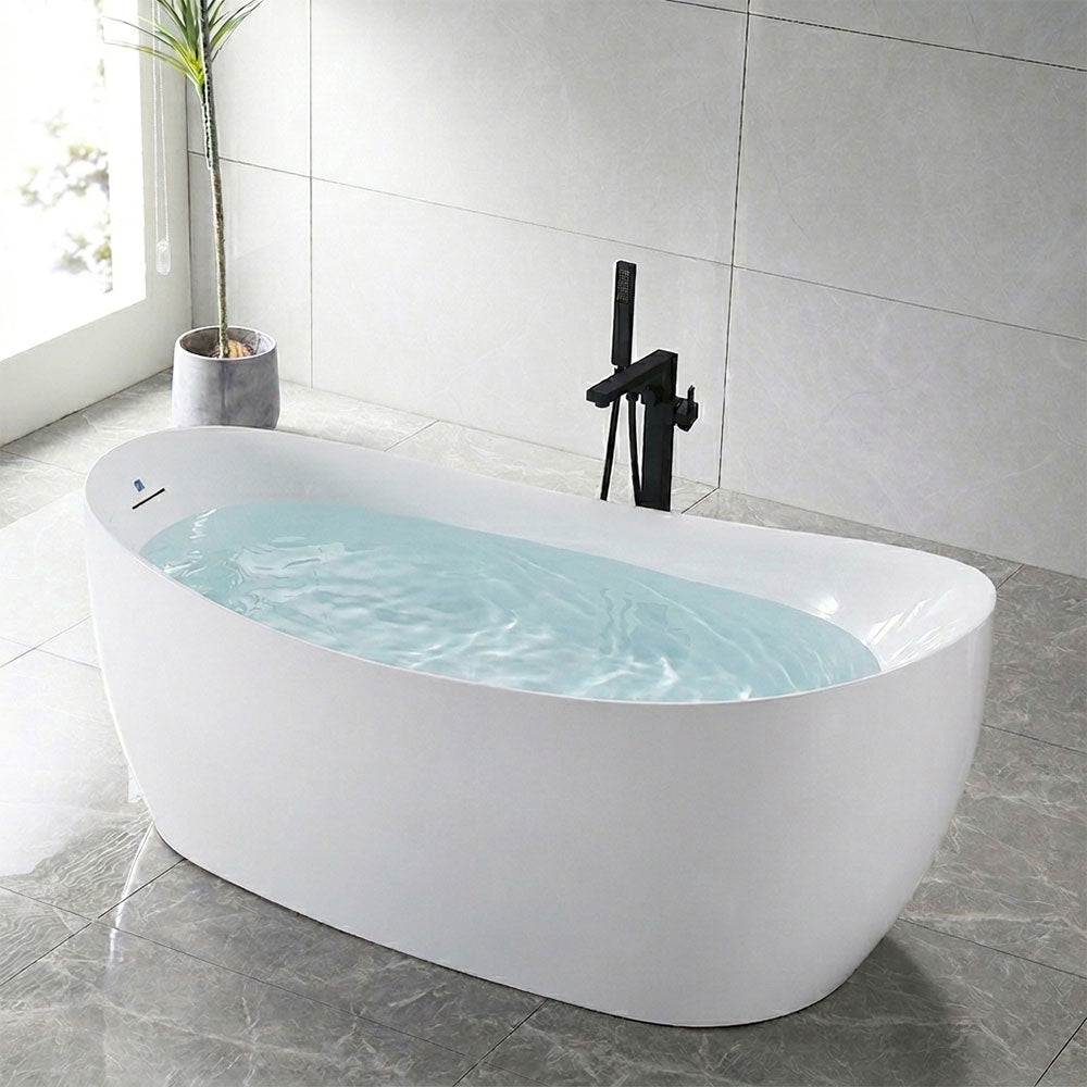 “SanSiro Antium59EWJ Whirlpool Water Jetted” 59" x 32" End Drain Freestanding Acrylic Bathtub