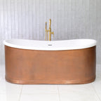 “SanSiro Aquitaine59LASoak” 59" x 31.5" French Bateau with “Light Aged” Solid Copper Exterior and Thick CoreAcryl Interior Shell