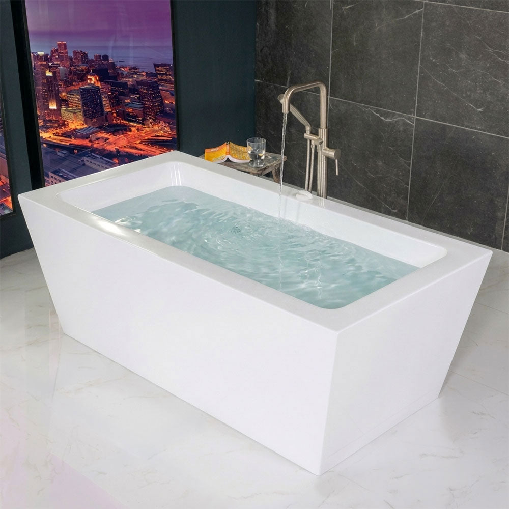 “SanSiro Asti 59CAirSpa Heated Air Jetted plus Heated Water” 59" x 34" Center Drain Freestanding Tub