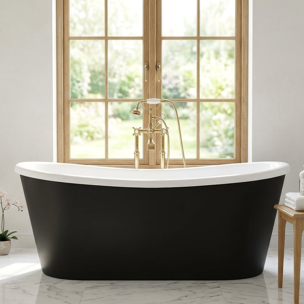 59" x 32" Freestanding Tub “Calypso Pisces 59BKSK” CoreAcryl Acrylic in Matte Black Finish