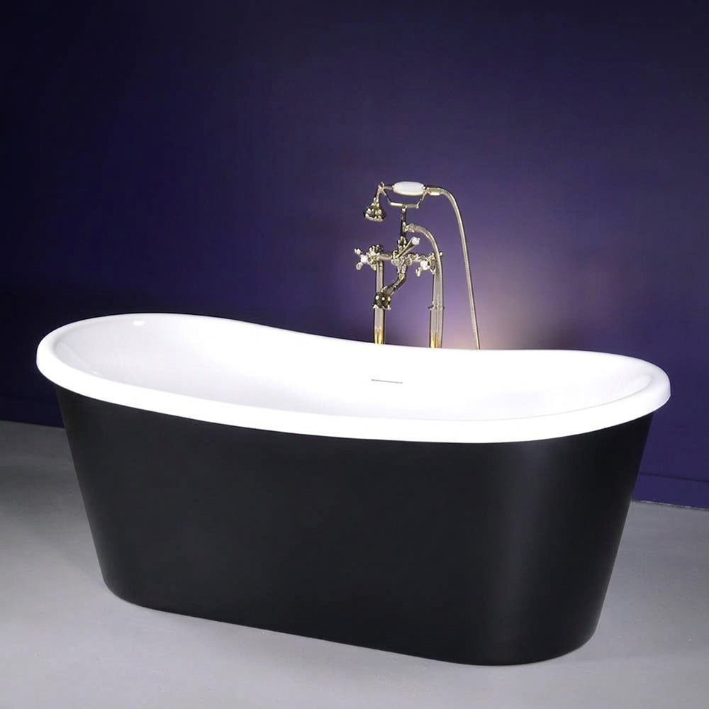 67" x 32" Freestanding Tub “Calypso Pisces 67BKSK” CoreAcryl Acrylic in Matte Black Finish