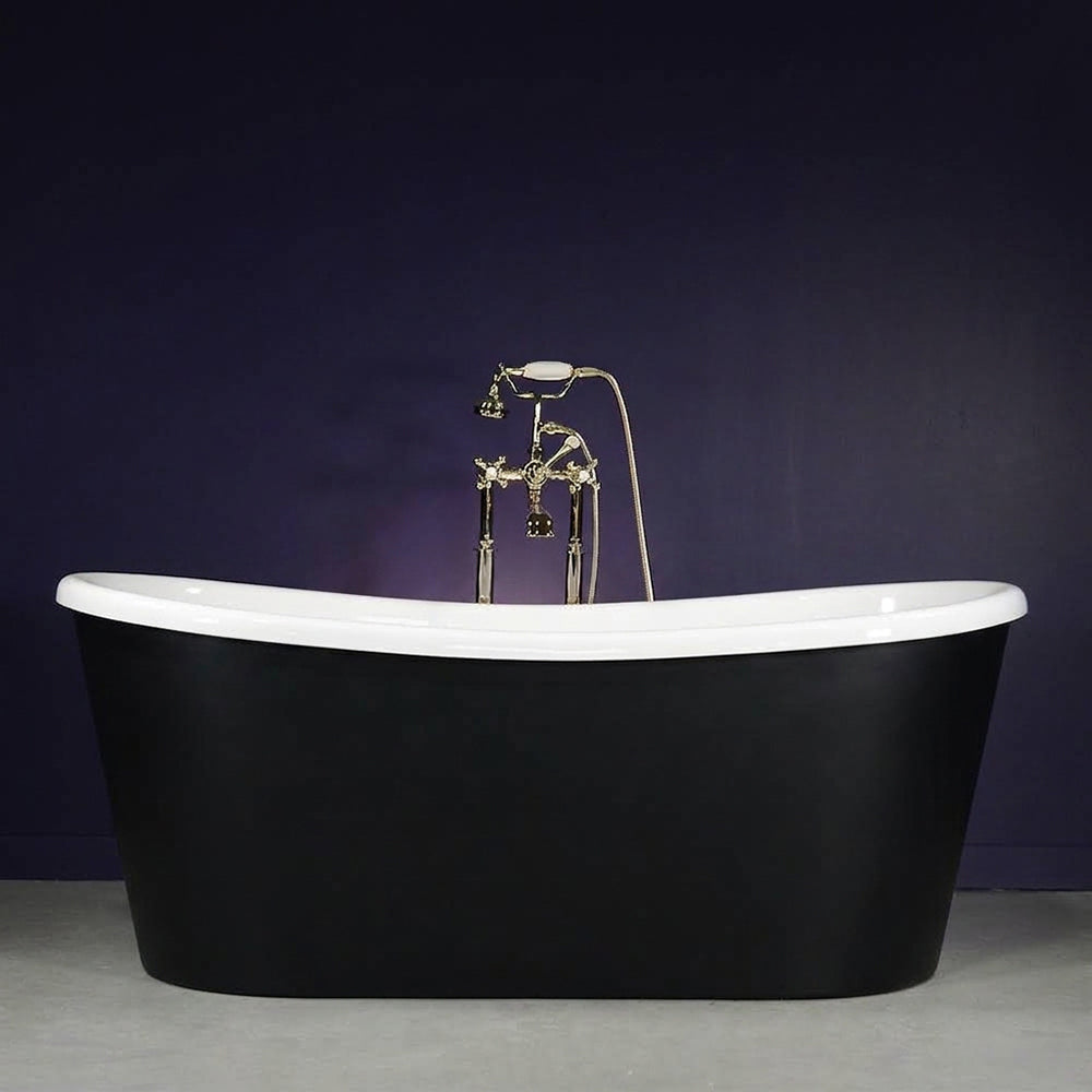 59" x 32" Freestanding Tub “Calypso Pisces 59BKSK” CoreAcryl Acrylic in Matte Black Finish