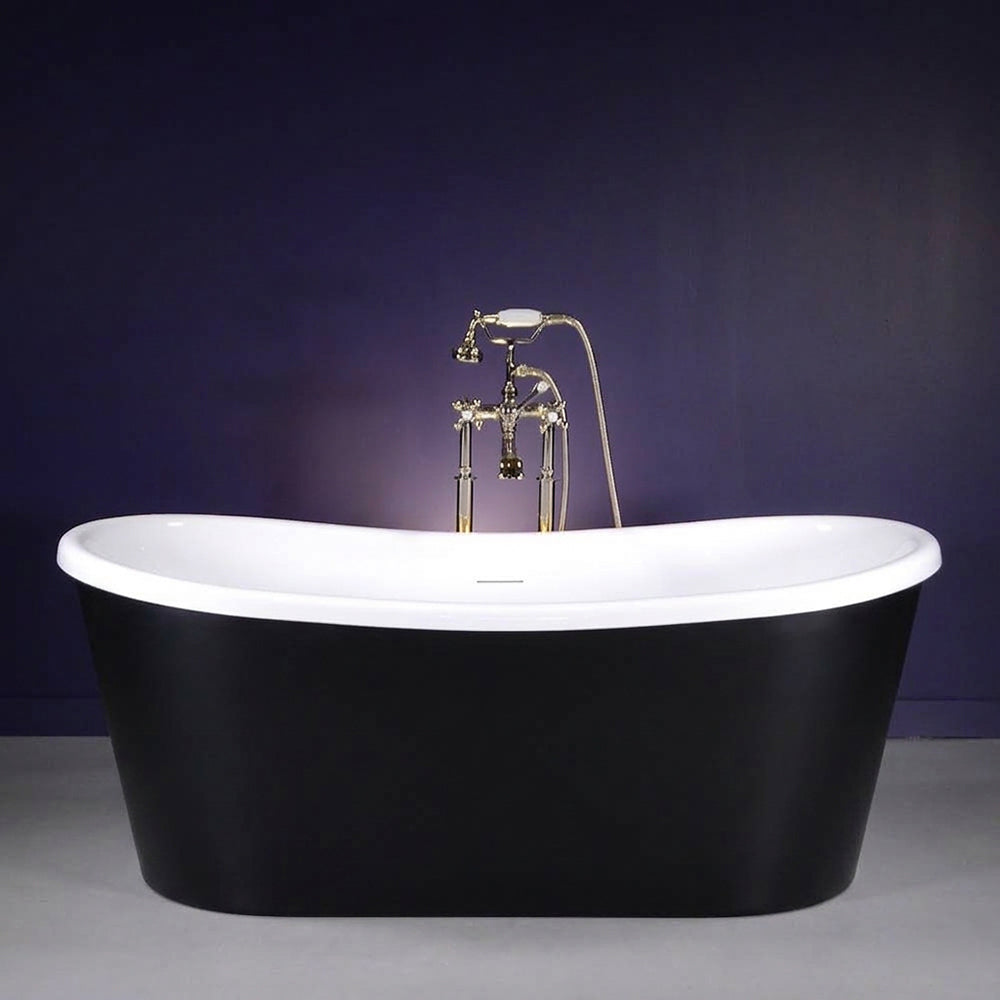 59" x 32" Freestanding Tub “Calypso Pisces 59BKSK” CoreAcryl Acrylic in Matte Black Finish