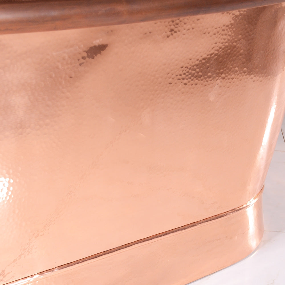 “SanSiro Colmar67HPCAir” 67" Variable Speed Air Jetted Hammered Copper French Bateau Bathtub