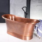 “SanSiro Colmar73HLAAir” 73" Variable Speed Air Jetted Hammered Lightly Aged Copper French Bateau Bathtub