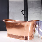 “SanSiro Colmar73HPCAir” 73" Variable Speed Air Jetted Hammered Copper French Bateau Bathtub