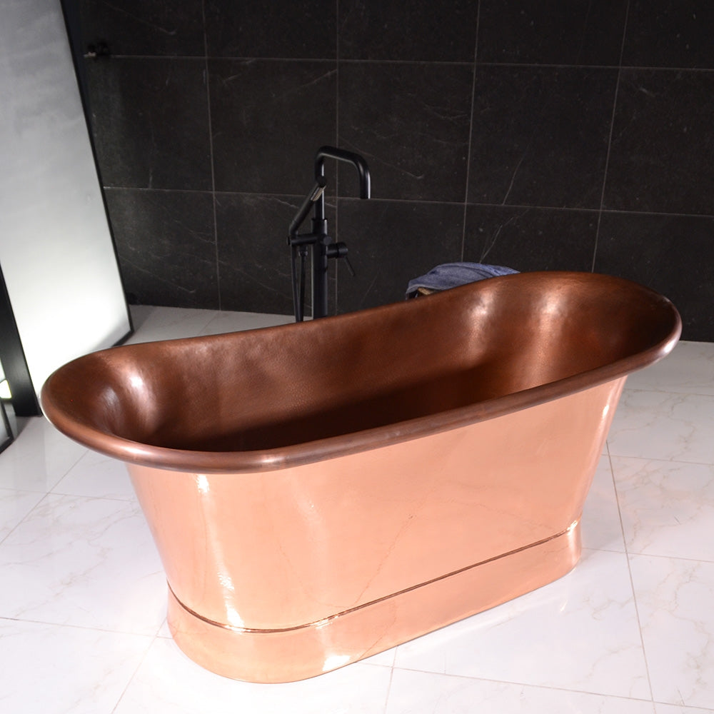 “SanSiro Colmar73HPCAir” 73" Variable Speed Air Jetted Hammered Copper French Bateau Bathtub