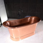 “SanSiro Colmar73HPCAir” 73" Variable Speed Air Jetted Hammered Copper French Bateau Bathtub