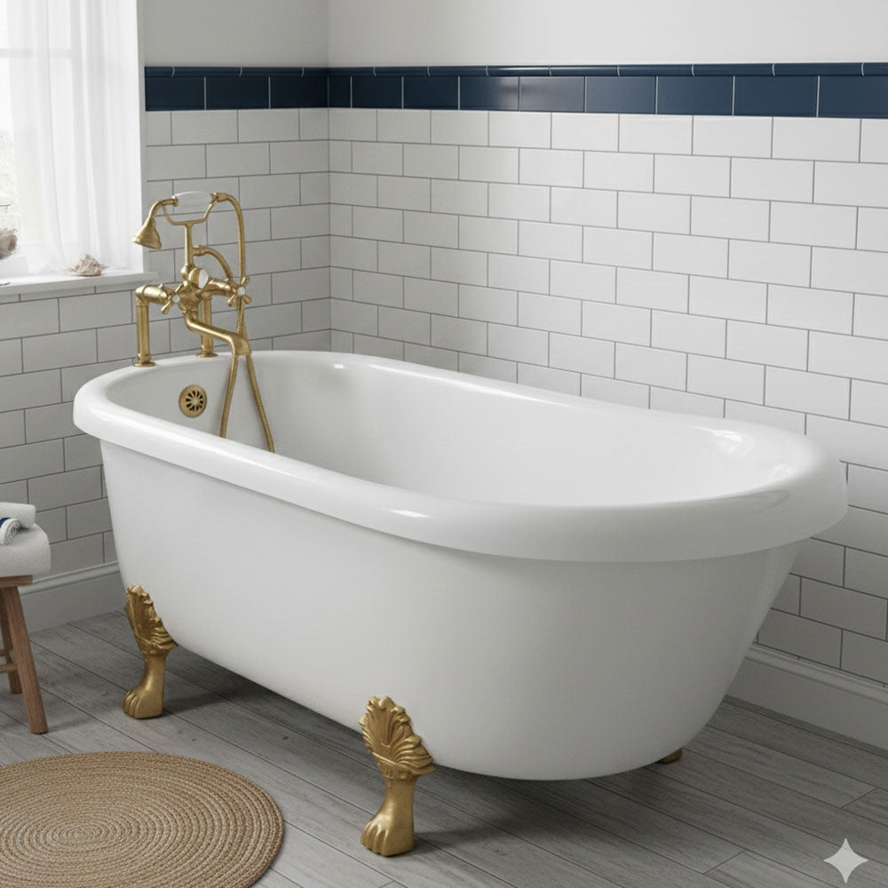 “SanSiro Empress EM67N” 67 Inch “Hydro-Spa Jetted” Single Slipper Clawfoot Tub Package