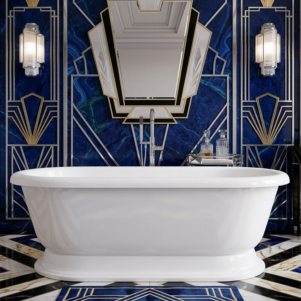 75" Water & Air Jetted Pedestal Tub - SanSiro Empress EM75NPDHS Reinforced Acrylic