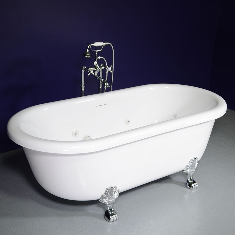 “SanSiro Empress EM75N” 75 Inch “Hydro-Spa Water and Air Jetted” Double Ended Clawfoot Tub