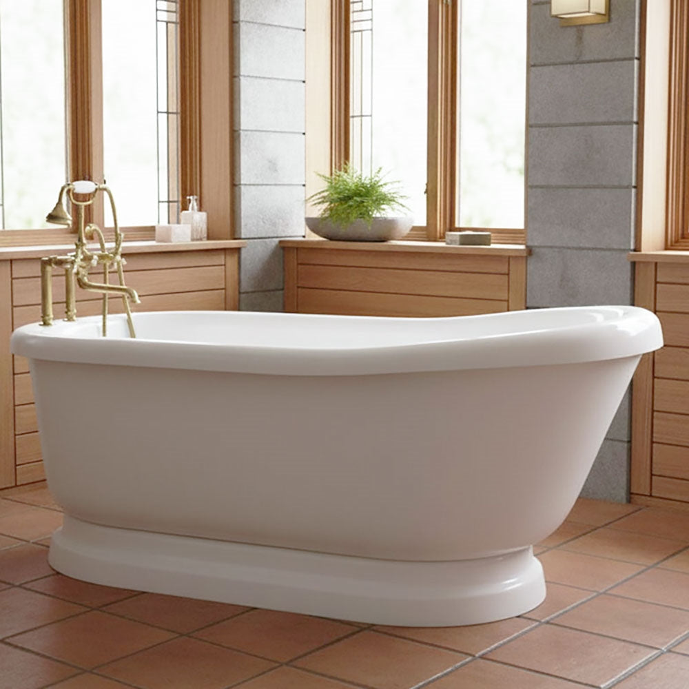 “SanSiro Empress EMPD67N” 67 Inch “Hydro-Spa Jetted” Single Slipper Pedestal Tub Package