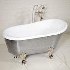 “Calypso Athena-ACHCL58” 58 Inch White CoreAcryl Acrylic Swedish Slipper Clawfoot Tub “Aged Chrome” Exterior
