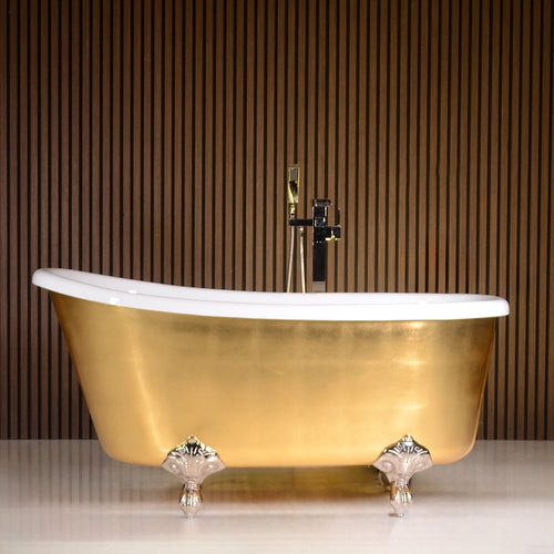 Calypso Athena 54UGLCL, 54-inch clawfoot tub with umber washed gold leaf finish