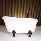 “Calypso Athena-WH54” 54 Inch CoreAcryl Acrylic Swedish Slipper Clawfoot Tub “High Gloss White” Interior and Exterior