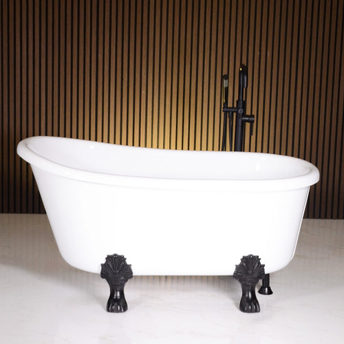“Calypso Athena-WH54” 54 Inch CoreAcryl Acrylic Swedish Slipper Clawfoot Tub “High Gloss White” Interior and Exterior