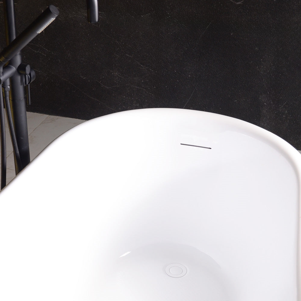 “Calypso Athena-WH58” 58 Inch CoreAcryl Acrylic Swedish Slipper Clawfoot Tub “High Gloss White” Interior and Exterior