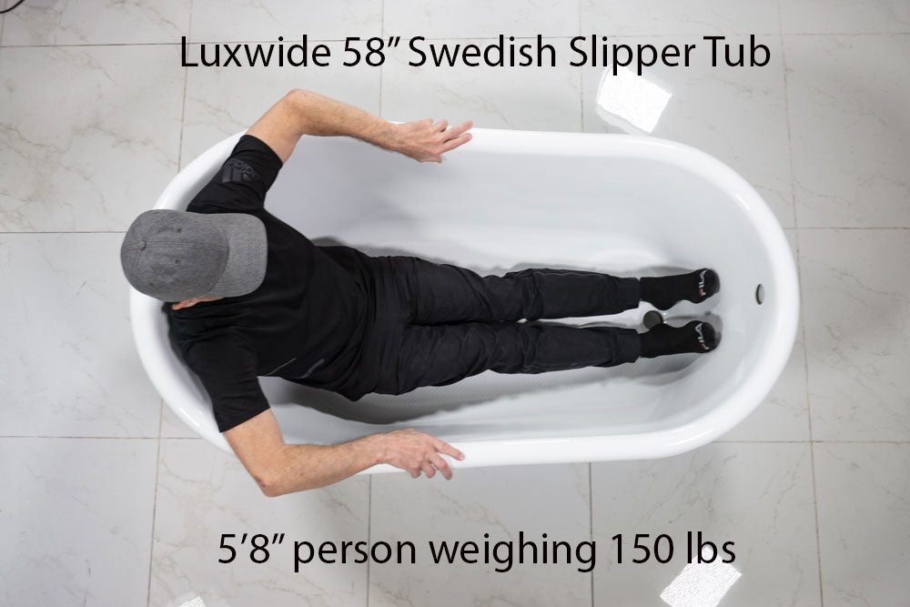 “Calypso Athena-WH58” 58 Inch CoreAcryl Acrylic Swedish Slipper Clawfoot Tub “High Gloss White” Interior and Exterior