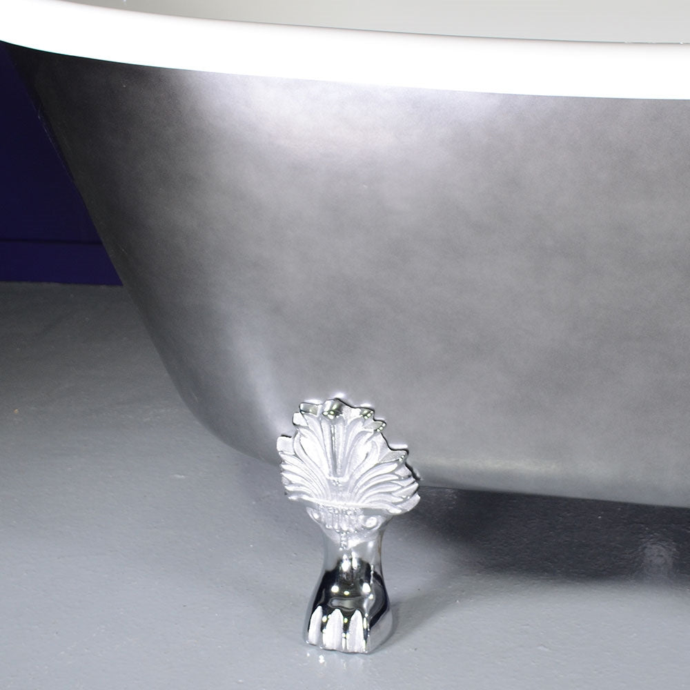 “Calypso-BTClawACH59” 59 Inch White CoreAcryl Acrylic French Bateau Clawfoot Tub Aged Chrome Exterior