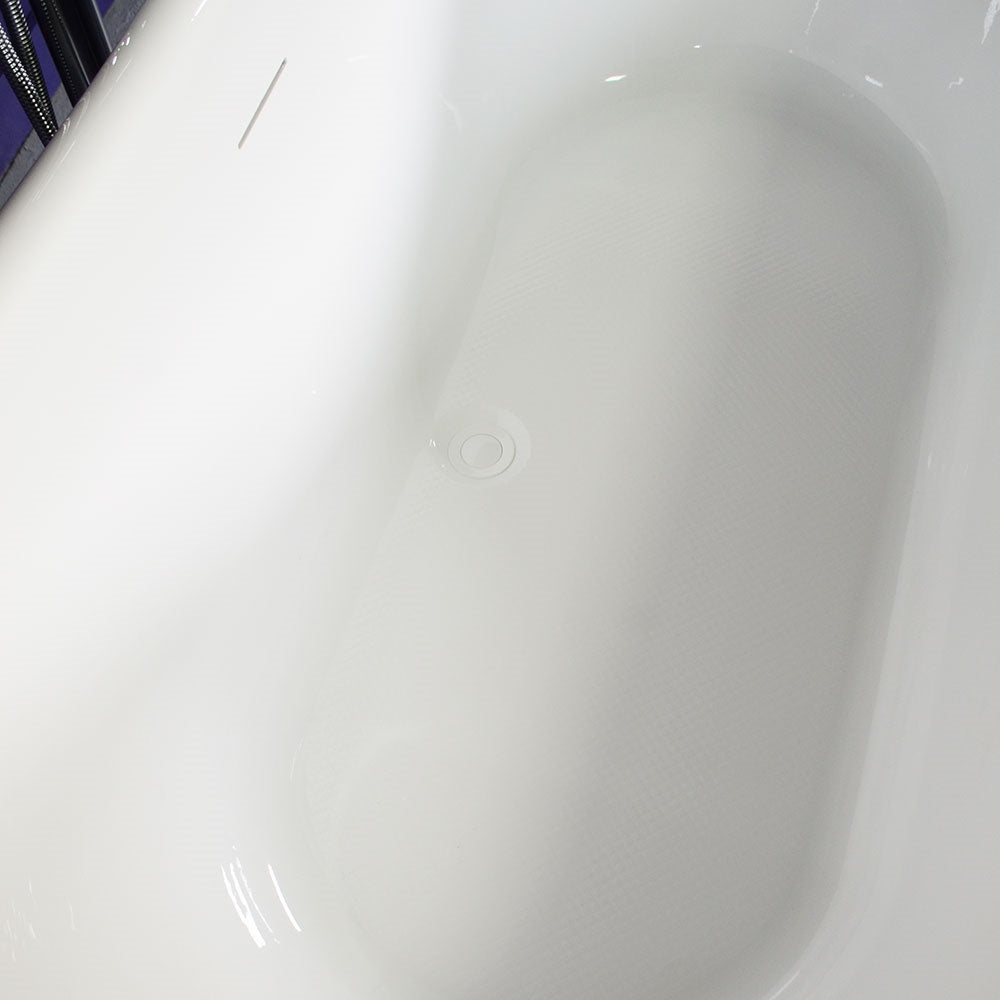 “Calypso-ACHPD59” 59 Inch White CoreAcryl Acrylic French Bateau Pedestal Tub with “Aged Chrome - Pewter Tone” Exterior Finish