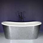 “Calypso-SKAC59” 59" x 31.5"  French Bateau Skirted Bathtub with “Aged Chrome” Exterior Finish