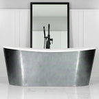 “Calypso-SKAC67” 67" x 31.5"  French Bateau Skirted Bathtub with “Aged  Chrome Exterior Finish