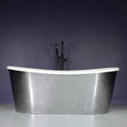 “Calypso-SKAC67” 67" x 31.5"  French Bateau Skirted Bathtub with “Aged  Chrome Exterior Finish