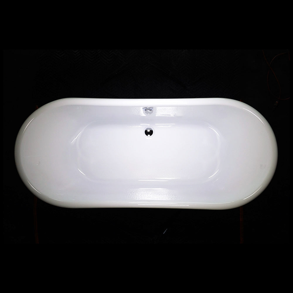 “Calypso-SKAC73” 73" x 32.5"  French Bateau Skirted Bathtub with “Aged  Chrome” Exterior Finish