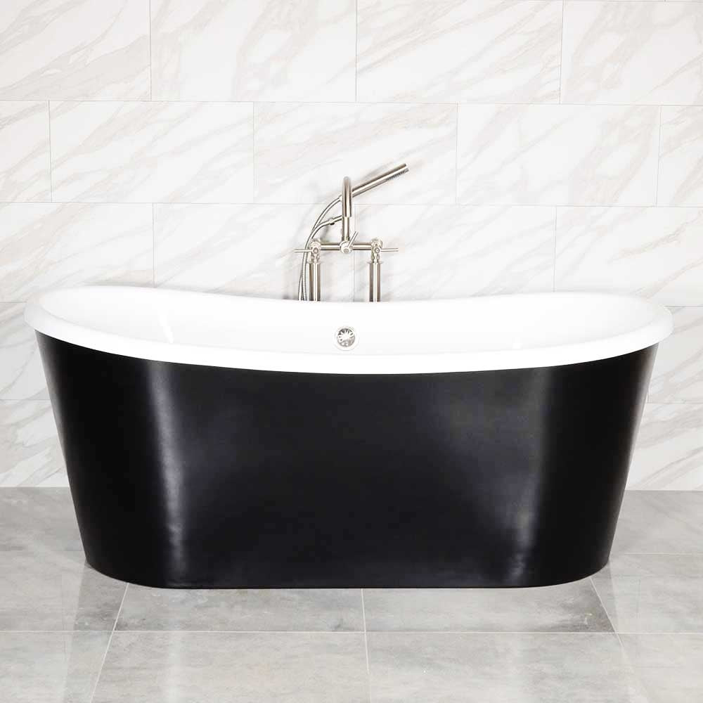 “Calypso-BKBTSK67” 67" x 31.5"  French Bateau Bathtub with Satin Black Exterior Finish