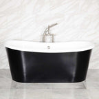 “Calypso-BKBTSK73” 73" x 32.5"  French Bateau Bathtub with Satin Black Exterior Finish